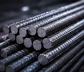 Bundled Stena Steel TMT bars showing the crescent rib profile and cut ends